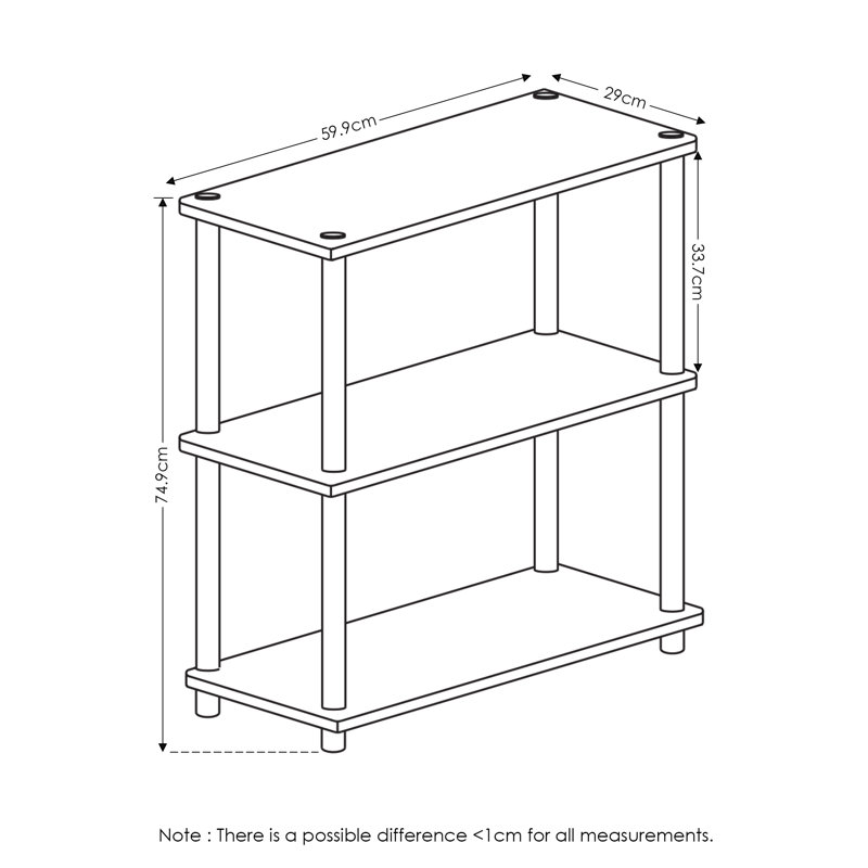 75.18cm H x 59.9cm W Etagere Bookcase, 1, Beech / White