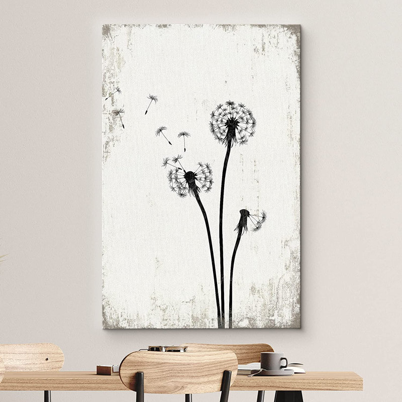 Pissenlit «Simple Whimsy Flying Dandelion, H 24 po x l 16 po, Toile tendue, Sans cadre