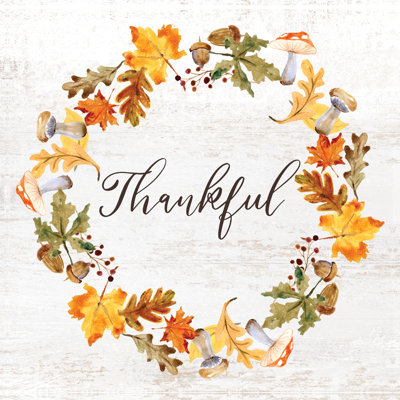 Fall Wreath Thankful - Wrapped Canvas Print
