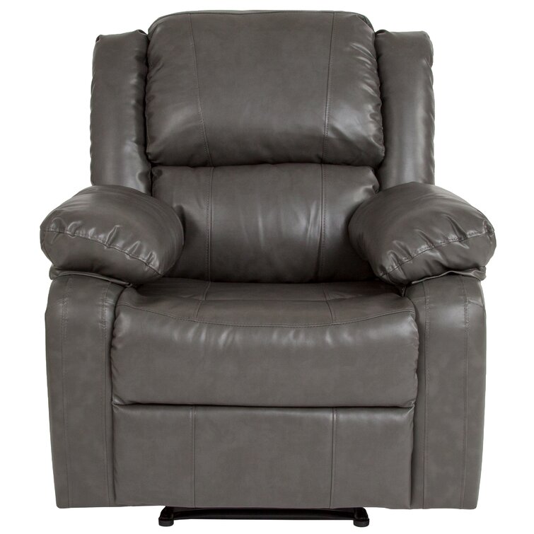 Arland Contemprary Faux Leather Pillow Back Recliner Lark Manor Upholstery Color: Gray Faux Leather