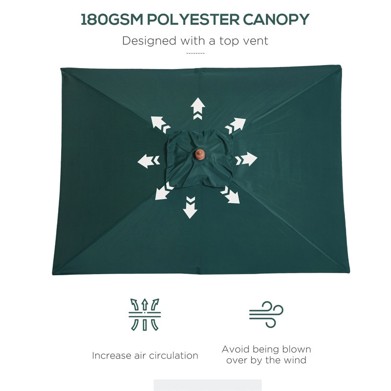 Brittanee 200cm X 150cm Rectangular Tilt Market Parasol, Green