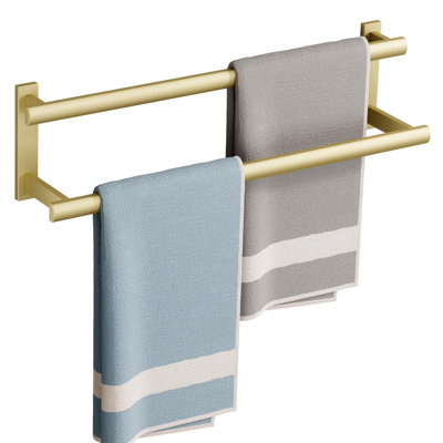 Double barre à serviettes pour la salle de bain, porte-serviettes mural avec tige décalée, porte-serviettes en acier inoxydable durable pour la cuisine dans la salle de bain