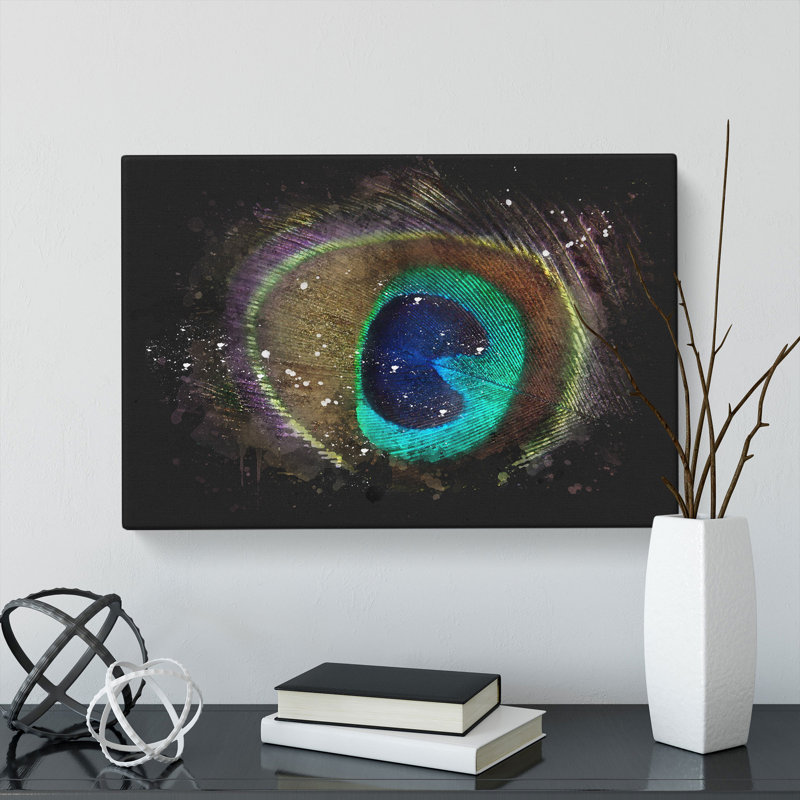Peacock Feather - Wrapped Canvas, 60cm H x 91cm W x 3cm D