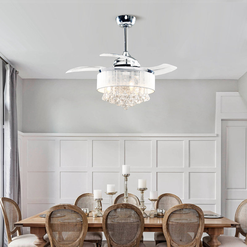 Heatherly 36'' Ceiling Fan with Light Kit, Polished Chrome