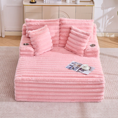 Oversized Chaise Lounge Chair Indoor,Upholstered Corduroy Sofa with Pillows,Comfy Fluffy Cloud Couch,Single Sleeper Sofa Chair for Livingroom,Bedroom,No Assembly