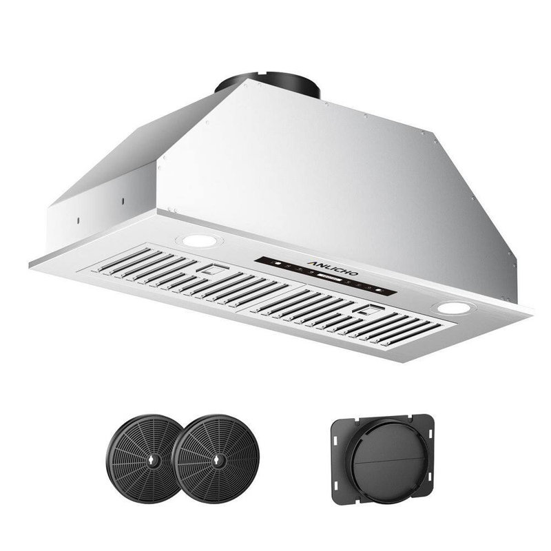 30" 900 CFM Stainless Steel Insert Range Hood, Convertible Ducted/Ductless, Touch & Gesture Control, LED