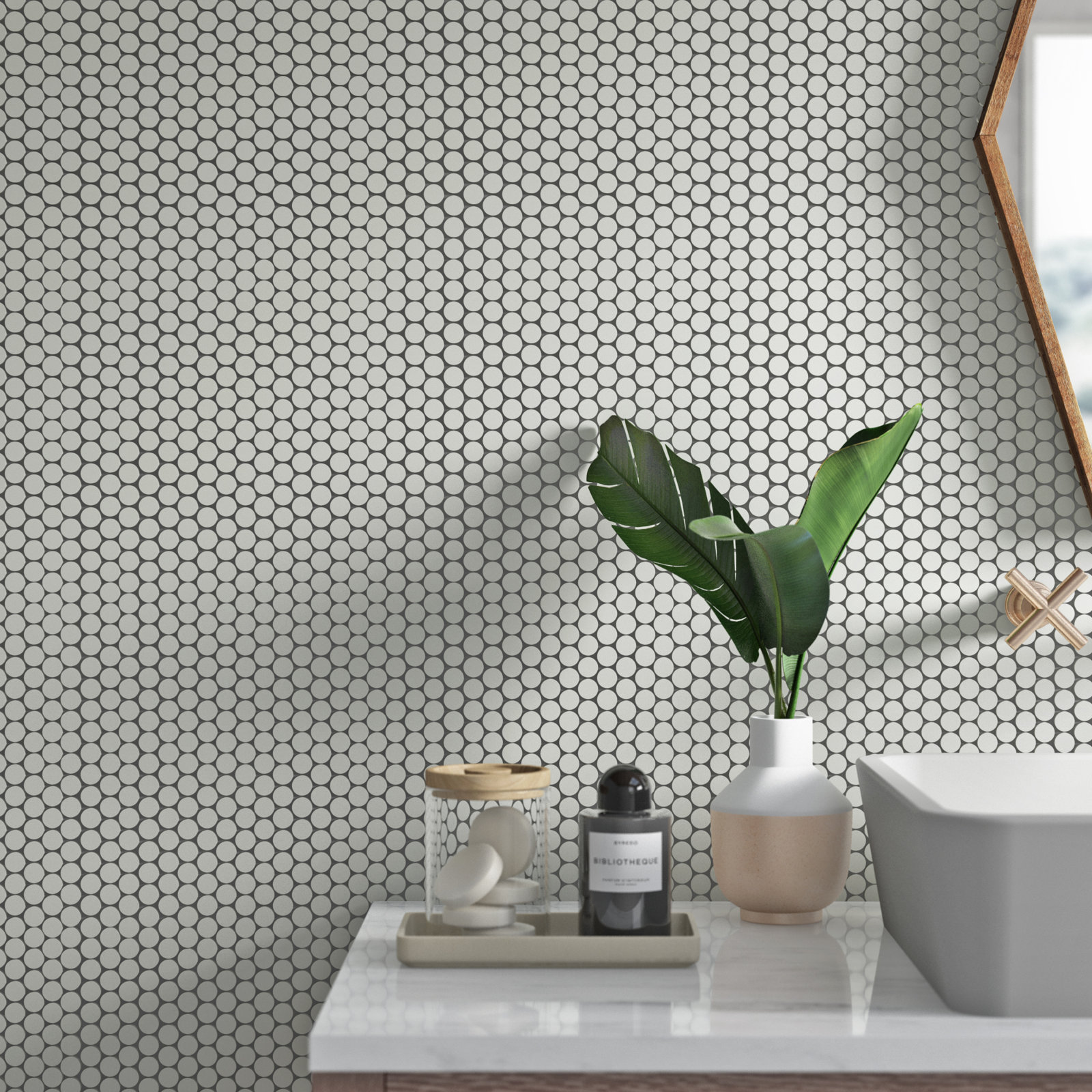 12" x 13" Porcelain Mosaic Tile, Matte Silica White