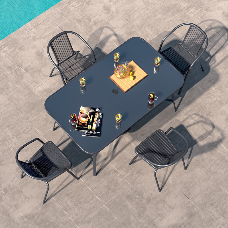 Mclane 4 - Person Patio Dining Set with Rectangular Table, Dark Grey, 72cm H x 90cm W