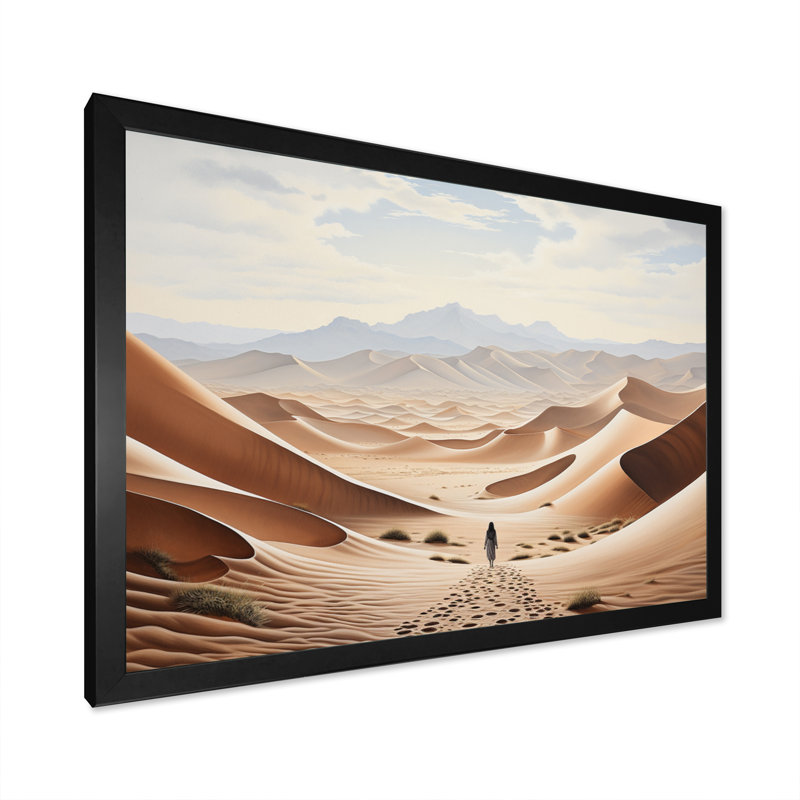 Dunes sahraouies beiges I - reproduction, H 24 po x l 32 po x P 1 po, Cadre photo noir