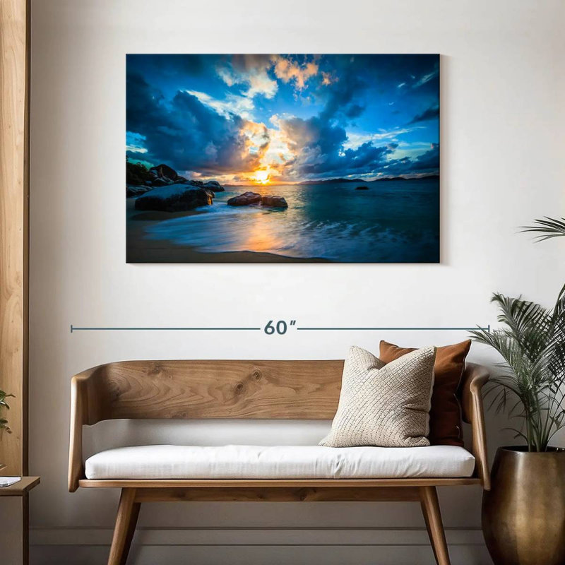 Gillard, paysage marin des Caraïbes nuageux, H 30 po x l 45 po