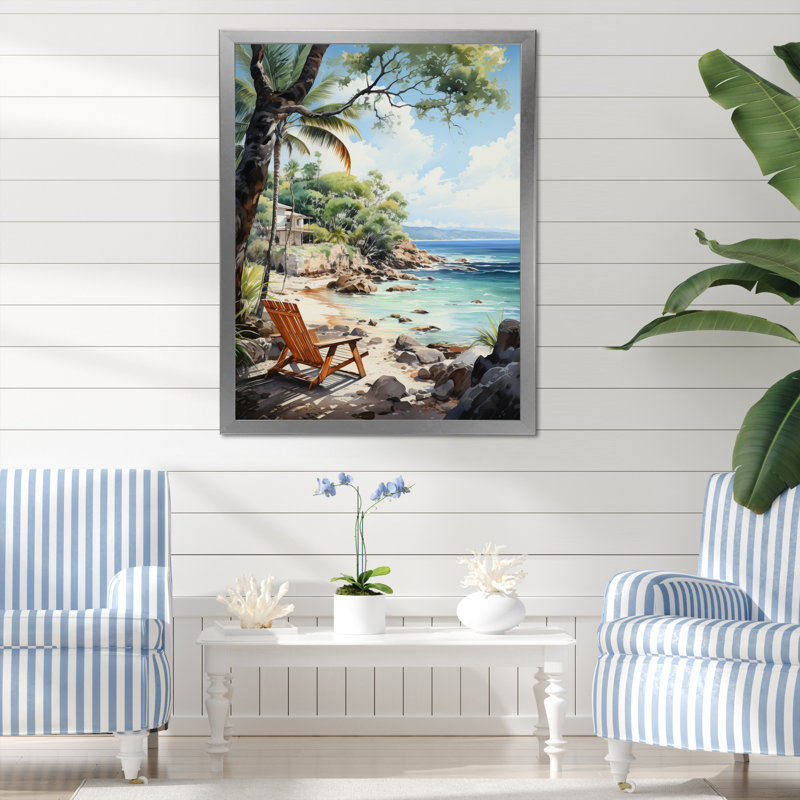 «Beach Photo Tropical Vibes V», reproduction sur toile, Cadre photo argenté, H 44 po x l 34 po x P 1,5 po