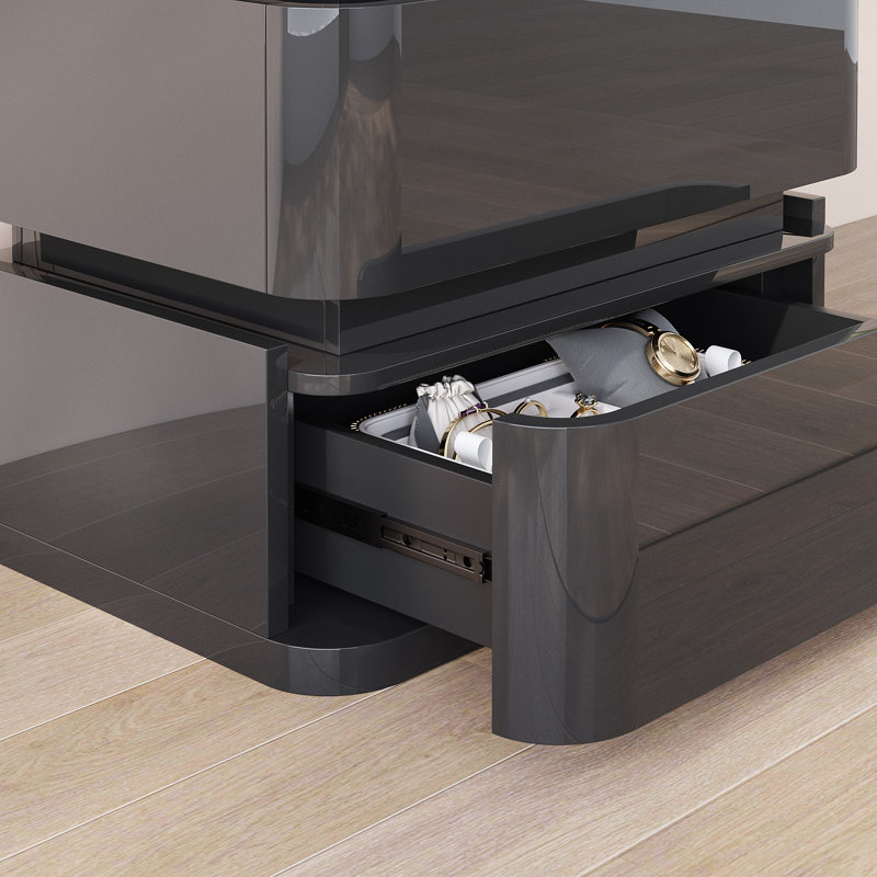 Table de chevet 3 tiroirs entièrement assemblée avec lumières RVB, projection de lumière stellaire, station de charge et haut-parleur