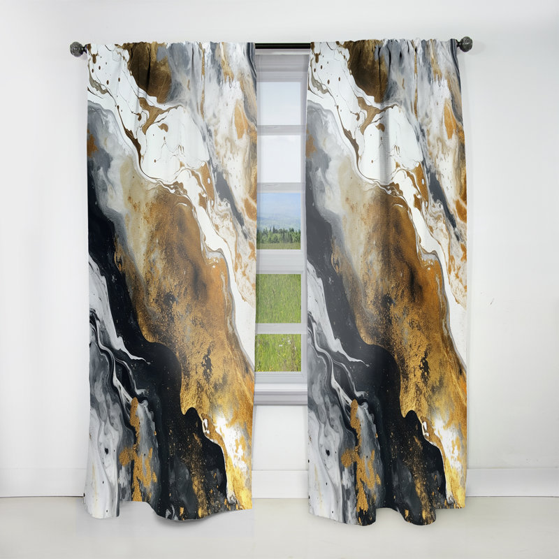 Rideaux en velours or - veines de couleur dorées - couleur noire I - obscurcissant - 1 panneau, L 52 po x L 90 po