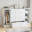 Lit escamotable moderne avec 3 tablettes ouvertes, une armoire et un tiroir
