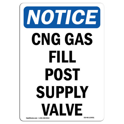CNG Gas Fill Post Supply Valve Sign