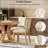 5PCS Retro Functional Dining Set, Extendable Round Table With 4 Upholstered Chairs For Dining Room And Living Room-1474041705