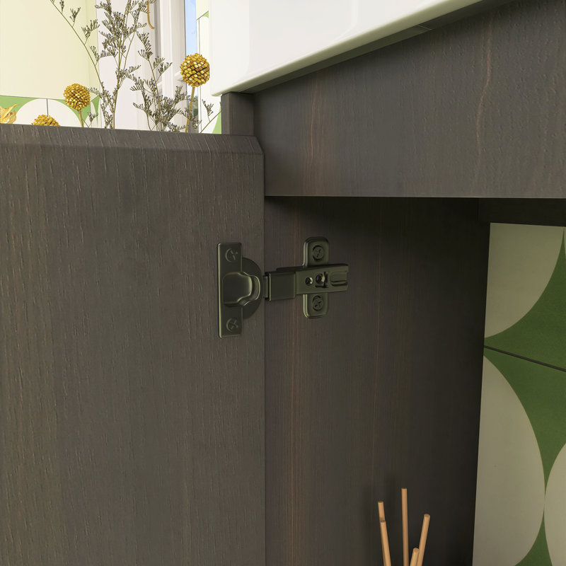 Meuble-lavabo simple 15,9 po avec plateau en céramique, Noir