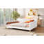 Grand lit de jour beige, revêtu de lin, 4 pieds de soutien, structure solide, polyvalent pour la décoration intérieure, lit de jour beige de construction, design moderne, assise et sommeil confortables, facile à poser