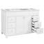 Meuble-lavabo 46 po sans lavabo, armoire seulement, 6 tiroirs à fermeture en douceur et portes doubles avec tablettes à 2 niveaux, pieds en pin, blanc