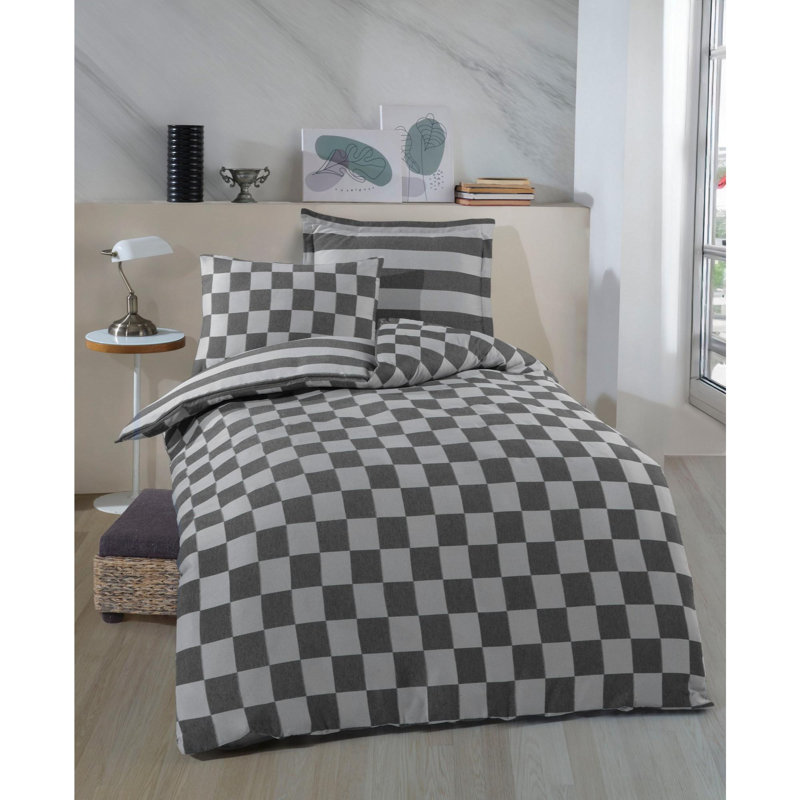 Quiltisse Cotton Bedding, Single Bedspread + 1 Standard Pillowcase, Black