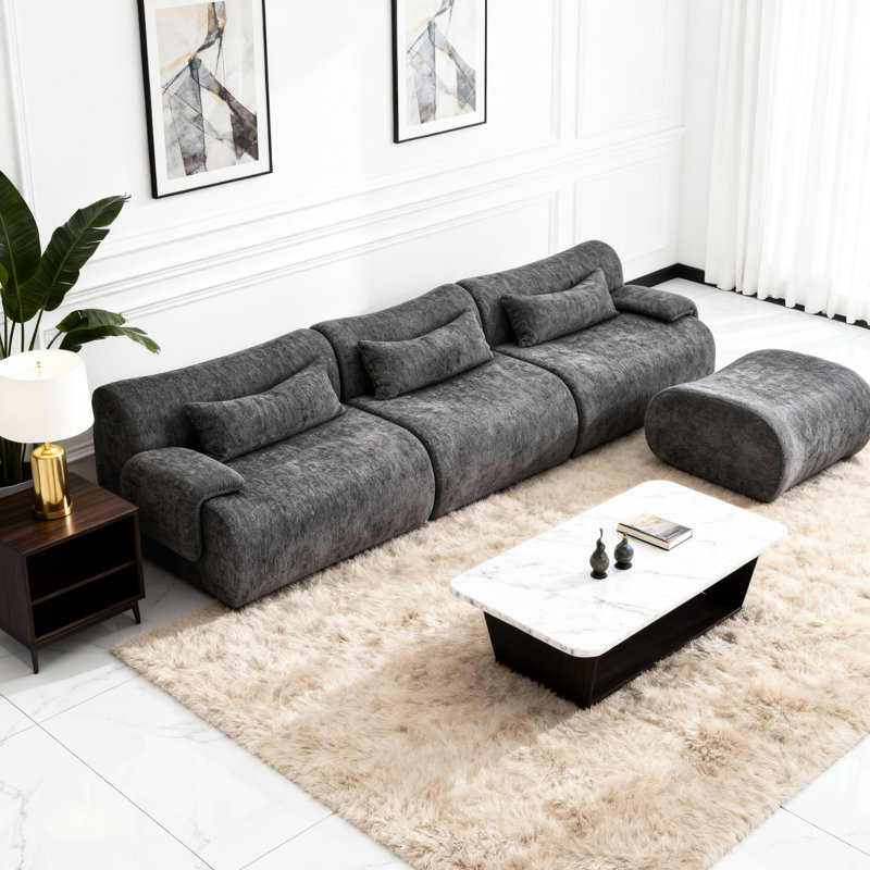 3 sièges désossés avec glissade, sans assemblage, courbés, éponge grise haute densité 32d pour salon et chambre à coucher, siège mi-moelleux, dossier coussiné