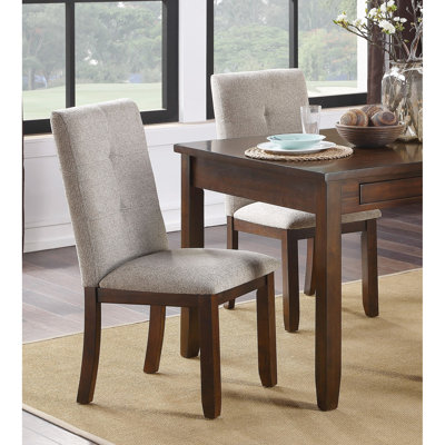 De 2 chaises de salle à manger avec revêtement en chenille, structure en bois de cerisier foncé, capacité de 250 lb, tissu de couleur, largeur du siège de 17,5 po, dossier du dossier, 17,5 po x 24,5 po x H 38,5 po, tissu de charge