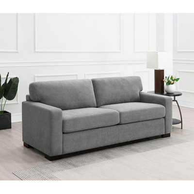 Ellaclaire Track-Arm Sleeper Sofa with Queen Mattress and Pocket-Coil Seats, Gray