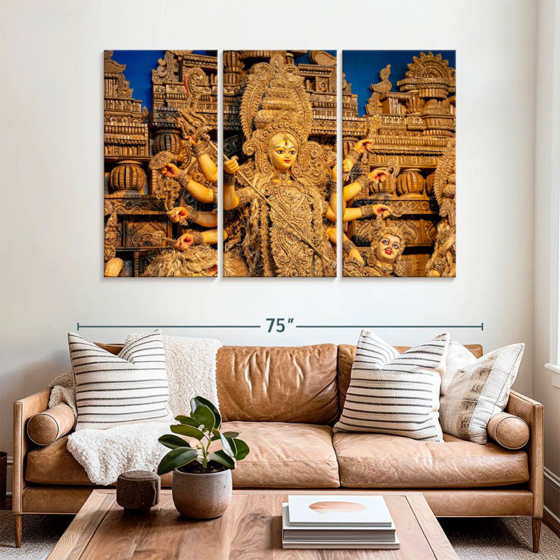 Adella Goddess Durga Sculpture, 42" H x 65" W