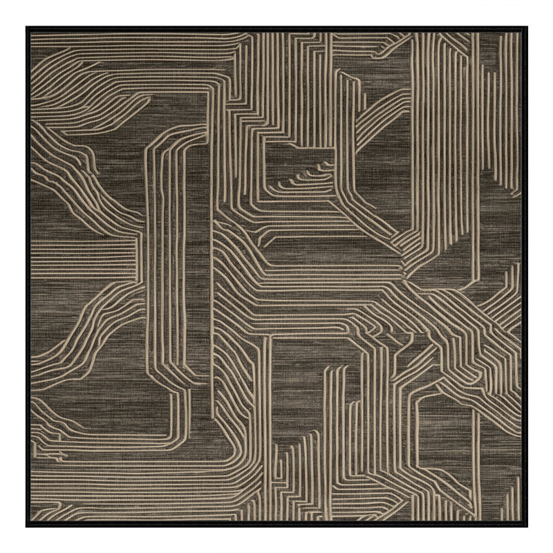 Tapis art déco brun lavable à la machine
