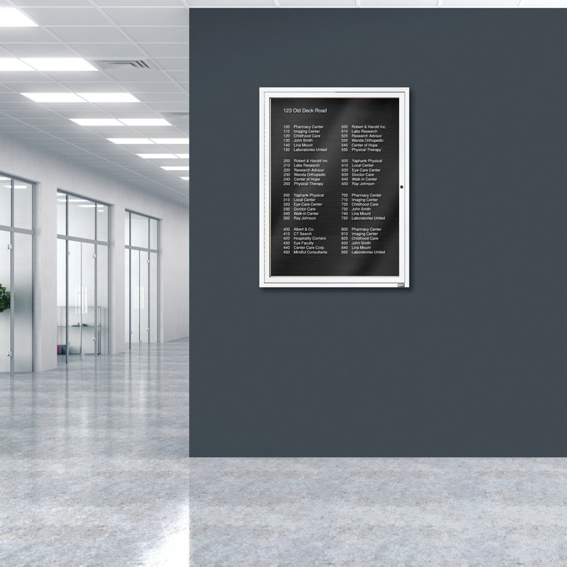 Tableau d'affichage mural fermé pour armoire d'annuaire, Blanc thermolaqué, Un, H 48 po x l 36 po