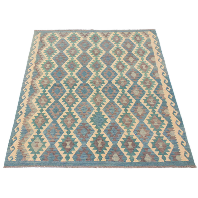 Tapis bleu nouvel âge en laine 5 pi 8 po x 7 pi 8 po Klingbeill