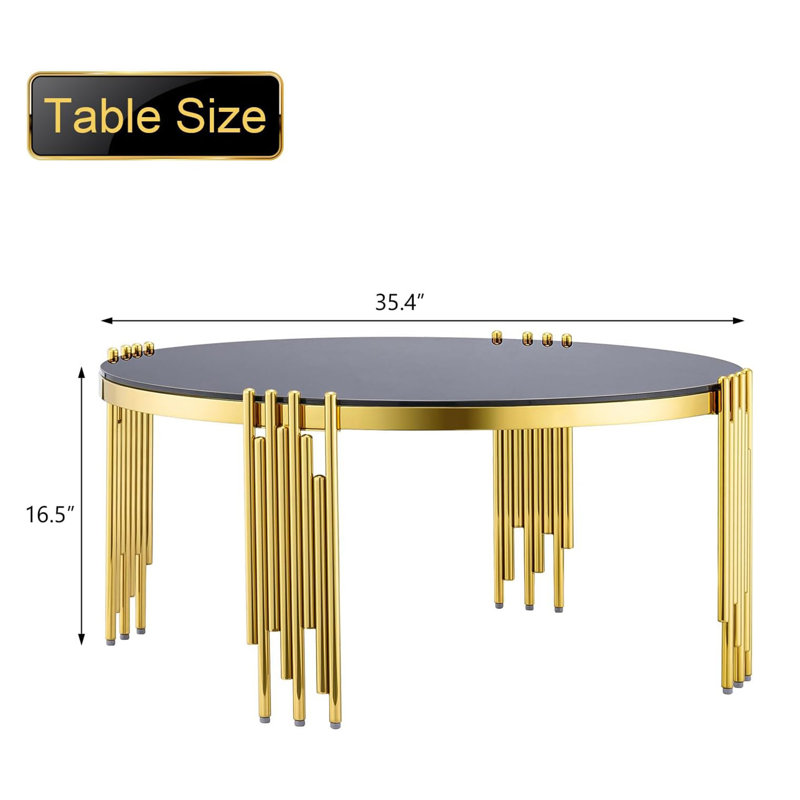 Table basse ronde Templas, Noir et or
