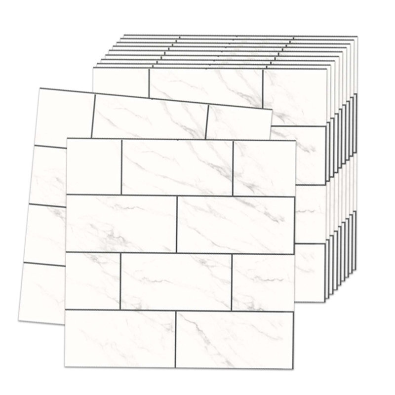 12 In. X 12 In. Vinyl Peel And Stick Backsplash Tile, Wall Subway Tile In White For Kitchen And Bathroom, White