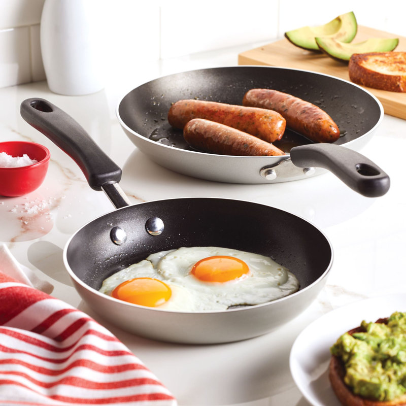 Silver Aluminum Nonstick Frying Pan Set with Ceramic Coating, 2 Piece