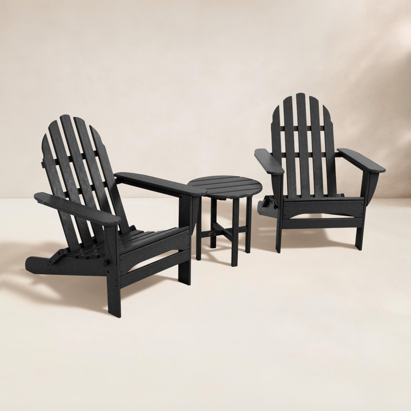 POLYWOOD Classic Adirondack 3-Piece Adirondack Set, Black
