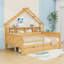 Lit plateforme double en bois avec tiroirs de rangement, tablettes et lumière DEL-1440606396