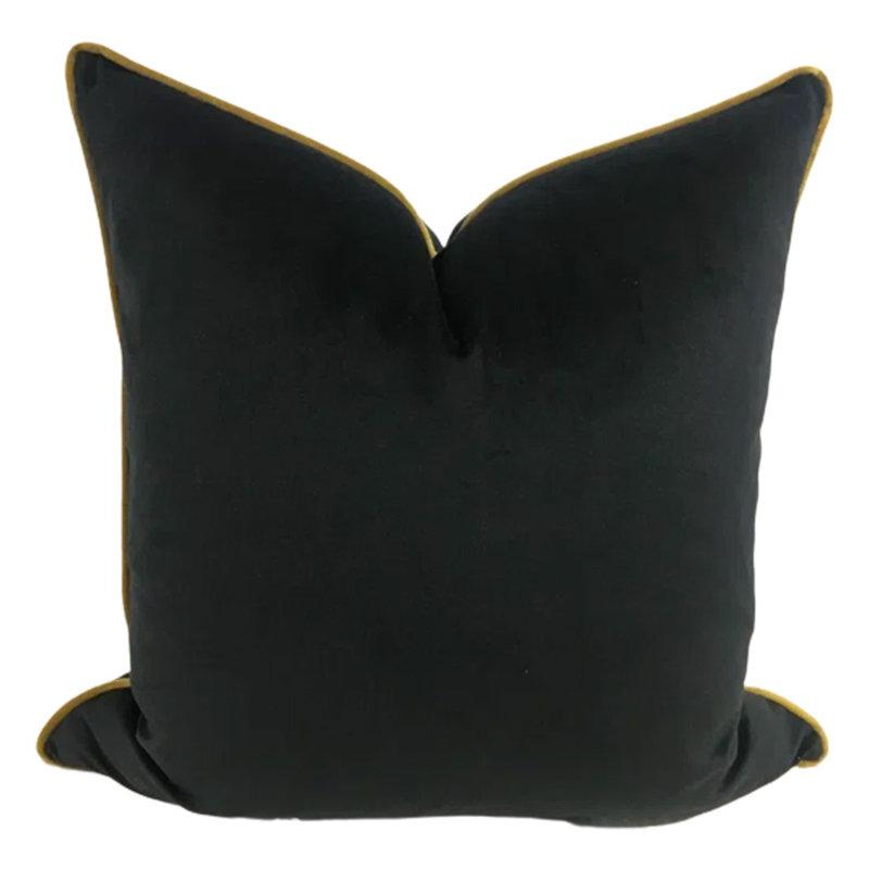 Housse de coussin en velours, 22 po x 22 po, Noir