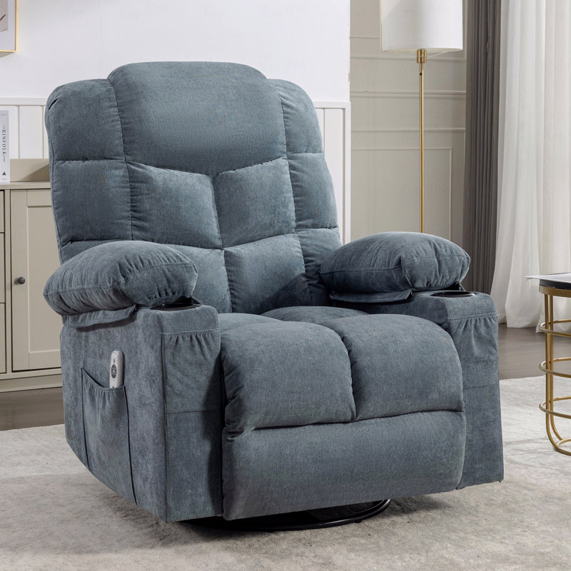 Fauteuil inclinable et berçant avec fonction de massage Fauteuil inclinable avec fonction berçante pour adultes surdimensionné avec 2 porte-gobelets, avec port USB