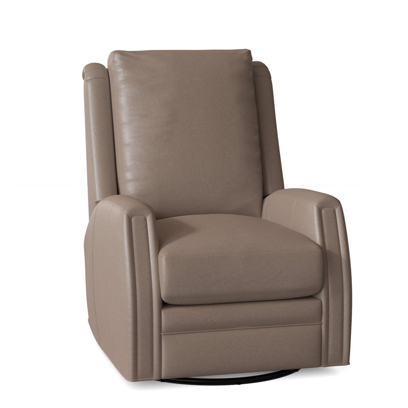 Lockhart Recliner, Swivel Glider with Manual Recline & Inside Release, No Nailhead, Alpine Dark Grey Genuine Leather
