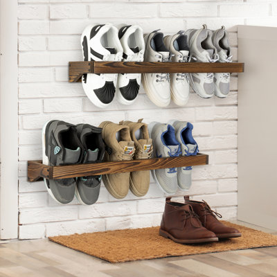 Étagères de rangement pour chaussures en bois massif 2 pièces