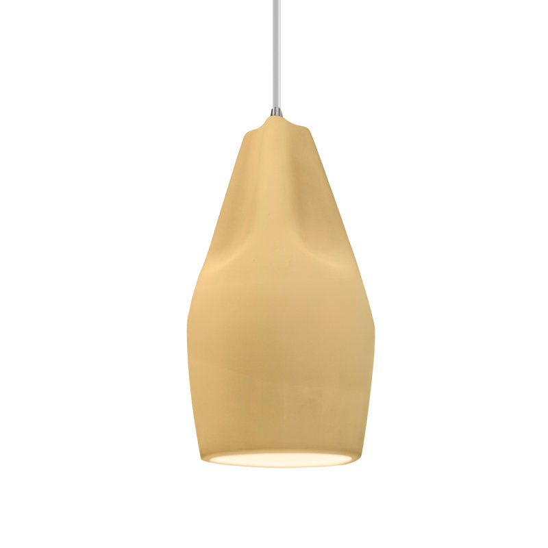 Radiance - luminaire suspendu 1 lumière Tall Crease - jaune estompé - laiton antique - ampoule remplaçable - cordon blanc