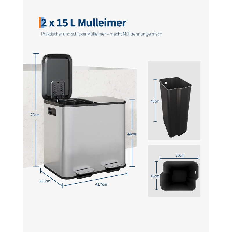 Stainless Steel Kitchen Trash Can, Stainless Steel