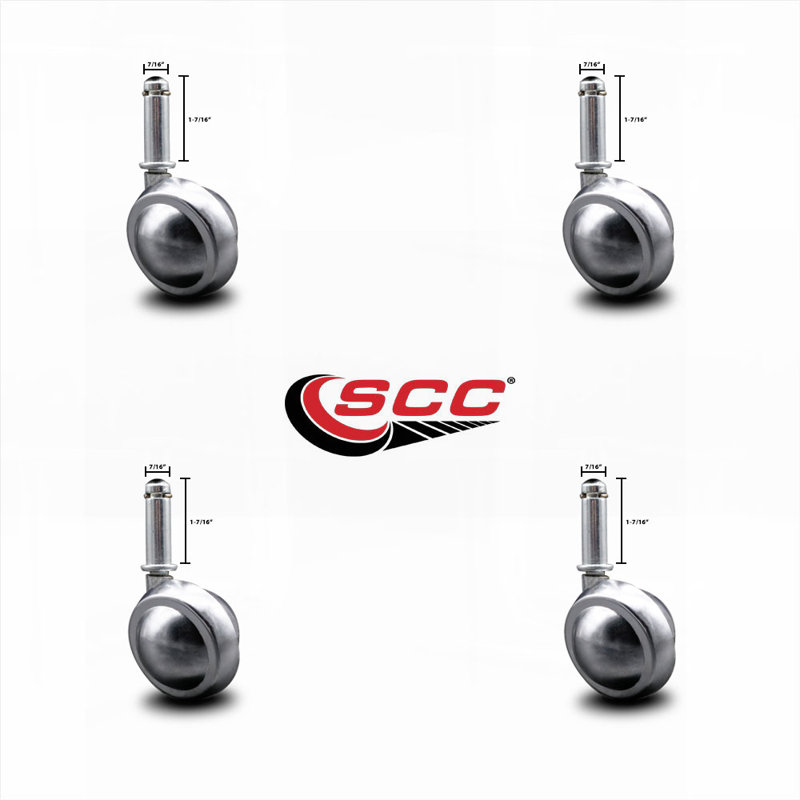 Grip Ring Stem Caster, Bright Chrome