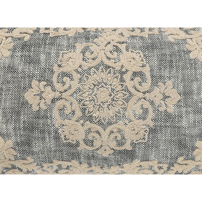 Housse de coussin décorative en coton ornée d'un médaillon damassé fait main, Housse de coussin seulement et sans insert