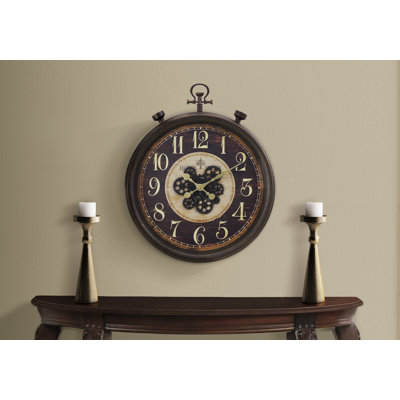 Horloge, 24 po, mécanisme d'engrenage, horloge murale, brun, traditionnel