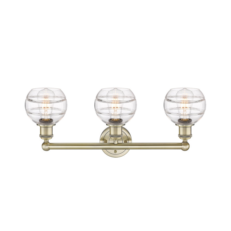 Éclairage pour meuble-lavabo 3 lumières Natick, Transparent, Laiton antique