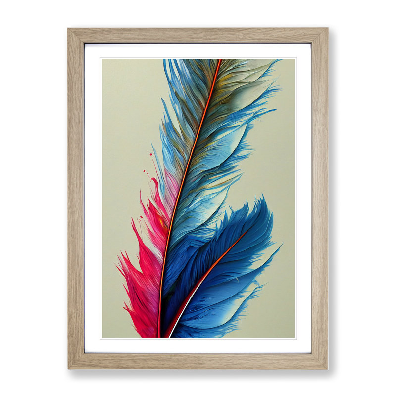 Unified Feathers - Single Picture Frame Painting, 46cm H x 34cm W x 2cm D, Oak