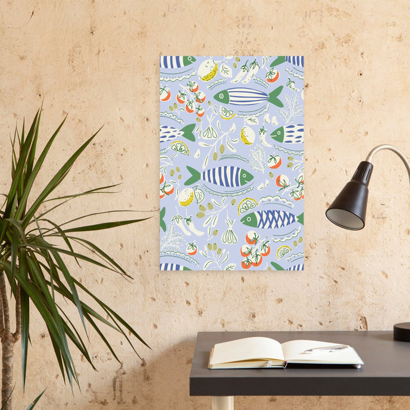 Art mural contemporain, poisson méditerranéen, H 24 po x l 16 po