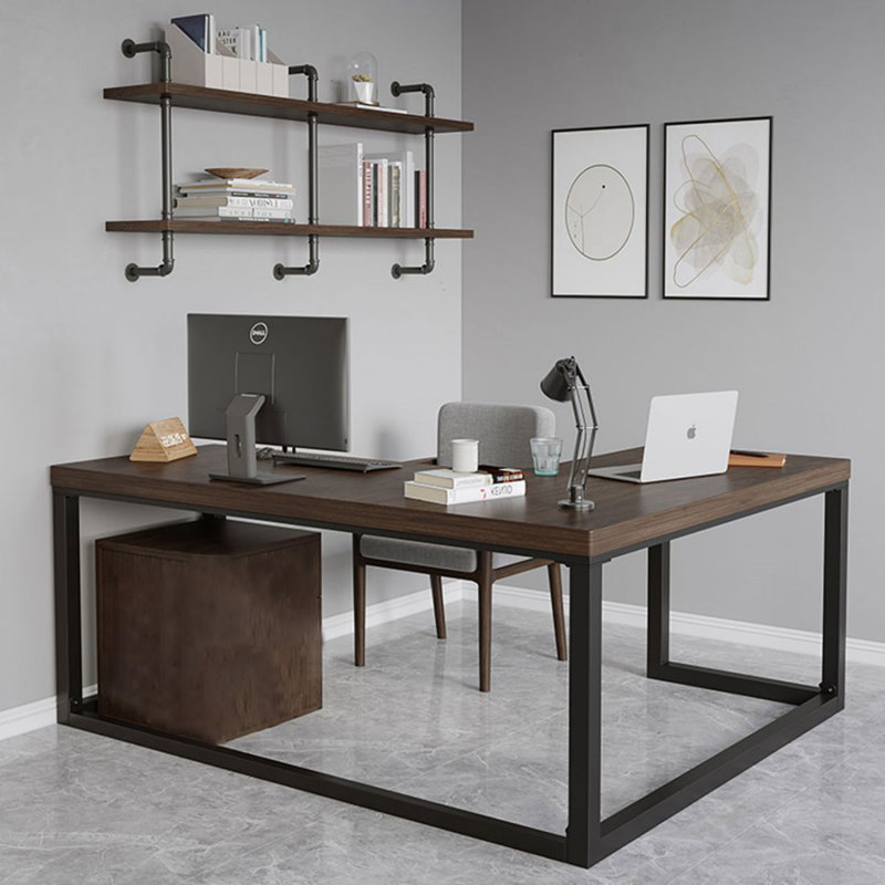 Bureau d'angle moderne et simple en bois massif en forme de L, Retour à gauche, H 29,53 po x l 55,12 po x P 47,24 po