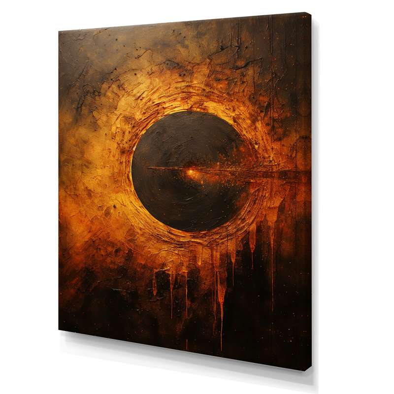 Système solaire bronze à trou noir sur toile, H 44 po x l 34 po x P 1,5 po, Toile tendue